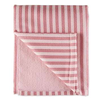 Bone Dry Pet Grooming Towel Collection Absorbent Microfiber X-Large, 41x23.5", Striped Rose