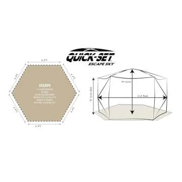 CLAM Quick-Set Escape Sky Camper 11.5’ x 11.5’ Pop-Up Outdoor Gazebo Instant Screen Tent 6-Sided...