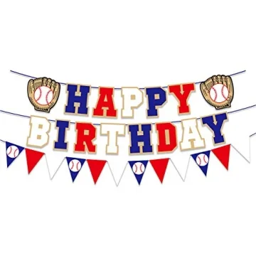 Happy Birthday Banner for Baseball Birthday Decorations, Sports Theme Birthday Party Supplies, Baseb...
