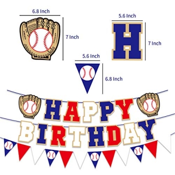 Happy Birthday Baseball Banner for Sports Party Decorations