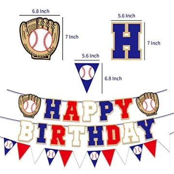 Happy Birthday Baseball Banner for Sports Party Decorations