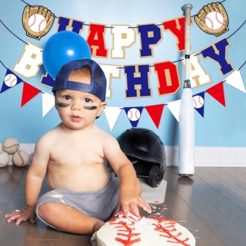Happy Birthday Baseball Banner for Sports Party Decorations