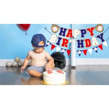 Happy Birthday Baseball Banner for Sports Party Decorations