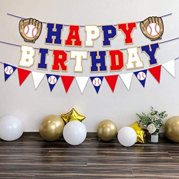 Happy Birthday Baseball Banner for Sports Party Decorations