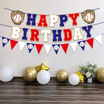 Happy Birthday Baseball Banner for Sports Party Decorations