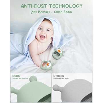 HEOMOONE Silicone Pacifier Teether, Baby Teether for Teething Relief | 100% Food-Grade Silicone Teether for Baby 0-6, 12, 18 Months Infant, BPA-Free, PVC-Free