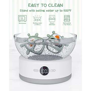 HEOMOONE Silicone Pacifier Teether, Baby Teether for Teething Relief | 100% Food-Grade Silicone Teether for Baby 0-6, 12, 18 Months Infant, BPA-Free, PVC-Free