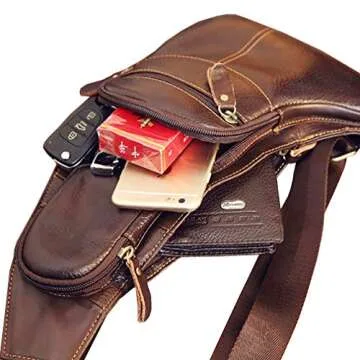 Leather Sling Bag for Men and Women - Stylish Outdoor Daypack