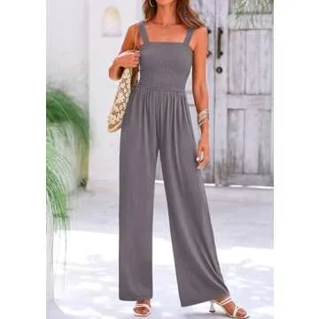 KIRUNDO Womens Jumpsuit Comfortable Stylish Wide Leg Overalls