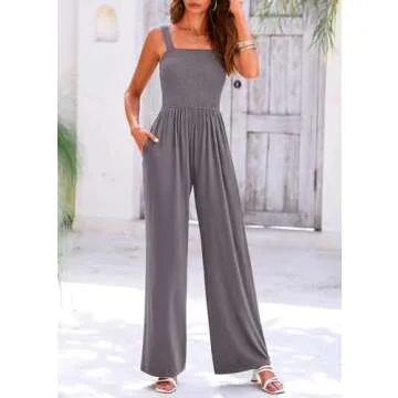 KIRUNDO Womens Jumpsuit Comfortable Stylish Wide Leg Overalls