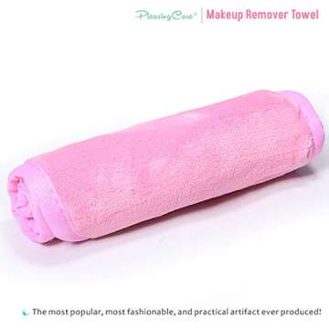 Makeup Remover Cloth Clean Towel, Reusable Facial Cleansing Towel - Chemical Free, Remove Makeup Instantly with Just Water - Money-back Satisfaction Guaranty (1 Pink)