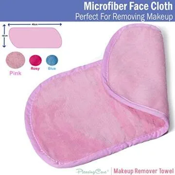 Makeup Remover Cloth Clean Towel, Reusable Facial Cleansing Towel - Chemical Free, Remove Makeup Instantly with Just Water - Money-back Satisfaction Guaranty (1 Pink)
