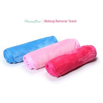 Makeup Remover Cloth Clean Towel, Reusable Facial Cleansing Towel - Chemical Free, Remove Makeup Instantly with Just Water - Money-back Satisfaction Guaranty (1 Pink)