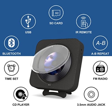 MICOCIOUS Portable CD Player with Bluetooth Desktop CD Music Players with Remote Control,Timer,Built...