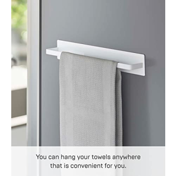 Yamazaki Home Magnetic Kitchen Dish Towel Hanger Rack | Stylish Steel
