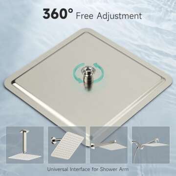 SR SUN RISE 16 Inch Extra Large Rain Shower Head Brushed Nickel 304 Stainless Steel High Pressure Rainfall Showerhead Ultra Thin Water Saving