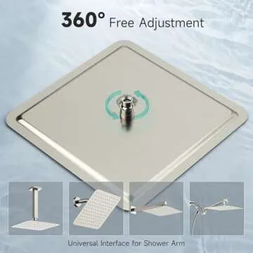 SR SUN RISE 16 Inch Extra Large Rain Shower Head Brushed Nickel 304 Stainless Steel High Pressure Rainfall Showerhead Ultra Thin Water Saving