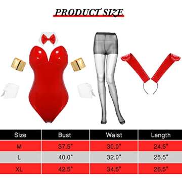 SATINIOR Valentine Women Bunny Costume Bunny Bodysuit Cosplay Anime Role Costume (Red,XL), X-Large