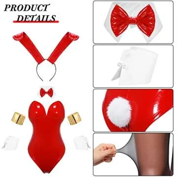 SATINIOR Valentine Women Bunny Costume Bunny Bodysuit Cosplay Anime Role Costume (Red,XL), X-Large