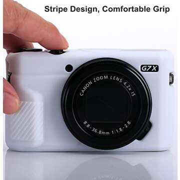 G7X Mark II, G7X Mark III, G7X Camera Ultra-Thin Lightweight Rubber Soft Silicone Case Bag Cover for Canon PowerShot G7X G7X Mark II G7X Mark III+ Microfiber Cloth (White)