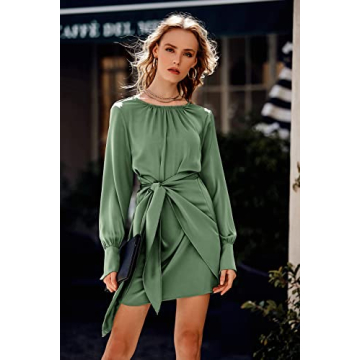 Elegant PRETTYGARDEN Satin Tie Waist Dress for Women