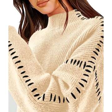 PRETTYGARDEN Women's Chunky Knit Winter Sweaters Casual Long Sleeve Mock Neck Oversized Loose Pullover Sweater Tops (Beige,Large)