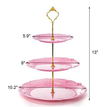 Fasmov 3 Pack 3 Tier Plastic Cupcake Stand, Dessert Plates Cake Fruit Candy Display Tower Reusable P...