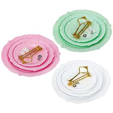 Fasmov 3 Pack 3 Tier Plastic Cupcake Stand, Dessert Plates Cake Fruit Candy Display Tower Reusable Pastry Platter for Wedding Birthday Baby Shower Tea Party Decorations - White Pink Green
