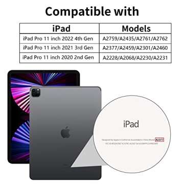 Wenlaty iPad Pro 11 Inch Case with Pencil Holder - Slim Protective Cover Surface