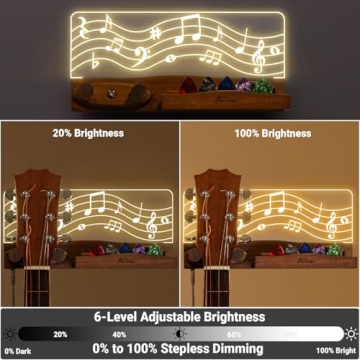 LED Guitar Wall Mount with Storage Shelf and Pick Holder
