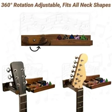LED Guitar Wall Mount with Storage Shelf and Pick Holder