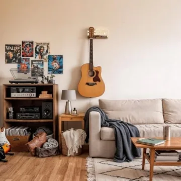 LED Guitar Wall Mount with Storage Shelf and Pick Holder