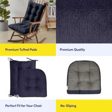 Sweet Home Collection Premium Tufted Rocking Chair Cushions