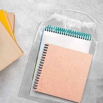 APQ Supply Clear Drawstring Bag, 18 x 24 Inches. Pack of 100 Clear Plastic Drawstring Bags. 2 Mil Drawstring Clear Plastic Bags. Waterproof Clear Plastic Bags Drawstring for Cosmetics, Toiletries