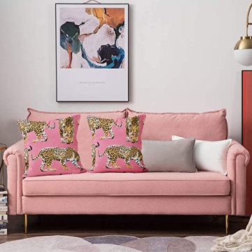 CRTPOD 18x18 Pink Cheetah Pillow Covers Set - Decorative Couch Cover