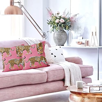 CRTPOD 18x18 Pink Cheetah Pillow Covers Set - Decorative Couch Cover