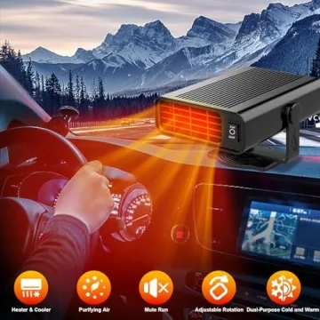 12V 200W Portable Car Heater Cooler 360° Rotatable Defroster