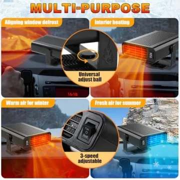 12V 200W Portable Car Heater Cooler 360° Rotatable Defroster