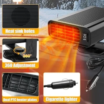 12V 200W Portable Car Heater Cooler 360° Rotatable Defroster