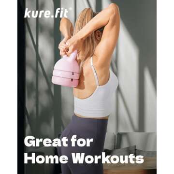 kure.fit Adjustable Kettlebell | 5 lb - 12 lb | Kettlebell Weights Set for Home Gym | Full-Body Workouts, Strength Training, Weight Loss | Fabric Booty Band | Beginners & Women | Pink