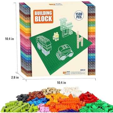 Lekebaby Classic 1500 Pieces Building Bricks Kit Basic Brick Set Classic Colors for Kids Creative Pl...