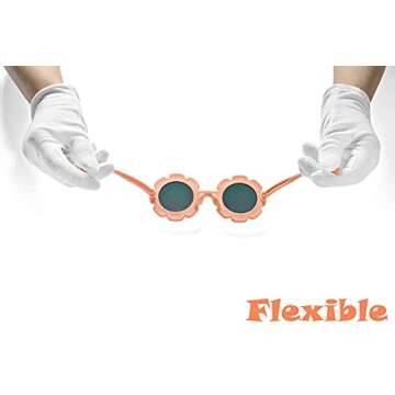 COASION Polarized Sunglasses for Kids Girls & Boys Oversized Round Flower Sunglasses Shades UV 400 Protection (Pink Frame/Pink Mirrored Lens)