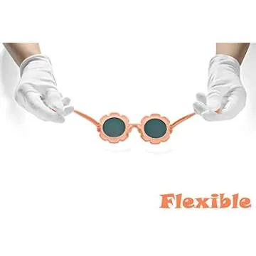 COASION Polarized Sunglasses for Kids Girls & Boys Oversized Round Flower Sunglasses Shades UV 400 Protection (Pink Frame/Pink Mirrored Lens)