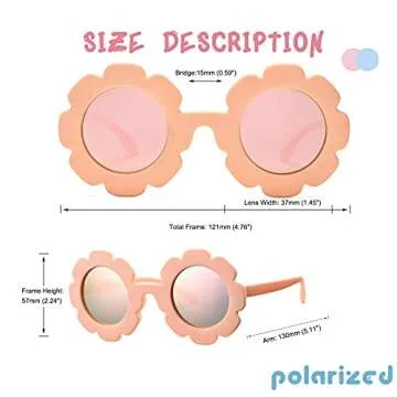 COASION Polarized Sunglasses for Kids Girls & Boys Oversized Round Flower Sunglasses Shades UV 400 Protection (Pink Frame/Pink Mirrored Lens)