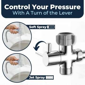 HammerHead Showers® All Metal Handheld Bidet Sprayer for Toilet – Chrome – Handheld Bidet Attachment for Toilet with 59” Hose & Leak-Proof T-Valve - Muslim Shower for Toilet - Jet Spray for Toilet