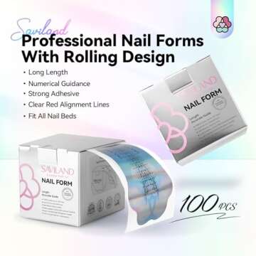 Saviland Long Length Reusable Nail Forms - Super Sticky Easy Pull-out Nail Extension Forms