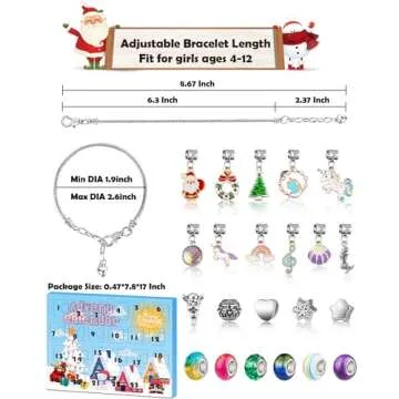 Girls Advent Calendar 2024, Charm Bracelets Making Kit for Kids Christmas Countdown Calendars 24 Days Xmas Jewelry Making Kit for Girls 6-7, Teens Teenagers Girl 8-12 & Women Arts and Crafts Gift Toys