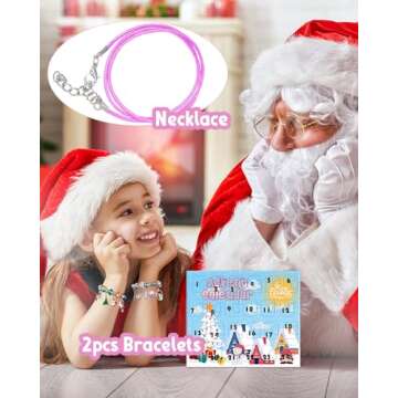 Girls Advent Calendar 2024, Charm Bracelets Making Kit for Kids Christmas Countdown Calendars 24 Days Xmas Jewelry Making Kit for Girls 6-7, Teens Teenagers Girl 8-12 & Women Arts and Crafts Gift Toys