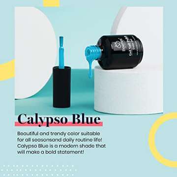 beetles Gel Polish, 15ml Calypso Blue Color Gel Polish Soak Off LED Nail Lamp Gel Polish Nail Art DI...