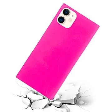 Omorro for iPhone 12 Rectangle Edge Case, Cute Fluorescence Color Grow in The Dark Flexible Soft Slim Rubber Bumper Chic Rectangle Strengthen Shockproof Protective Clear Case Rose